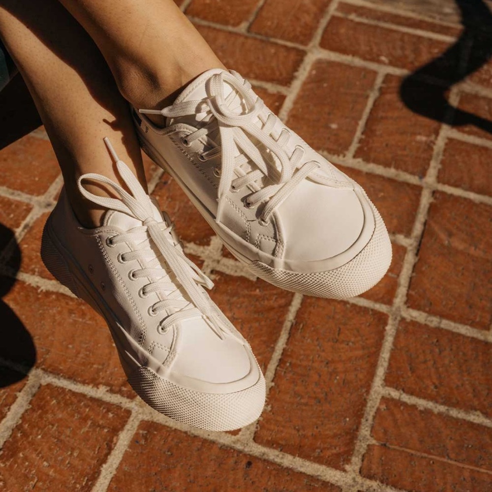 White Vegan Leather Sneakers